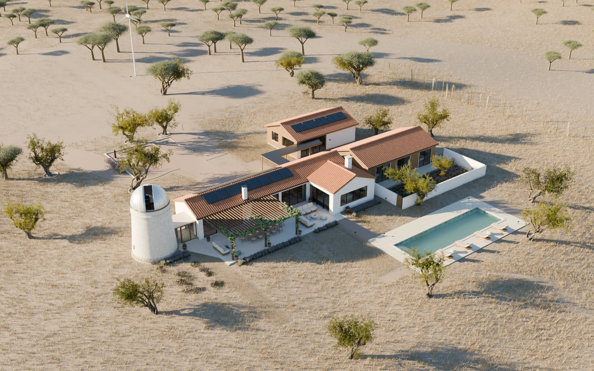 Casa do Poente with the proposed observatory windmill